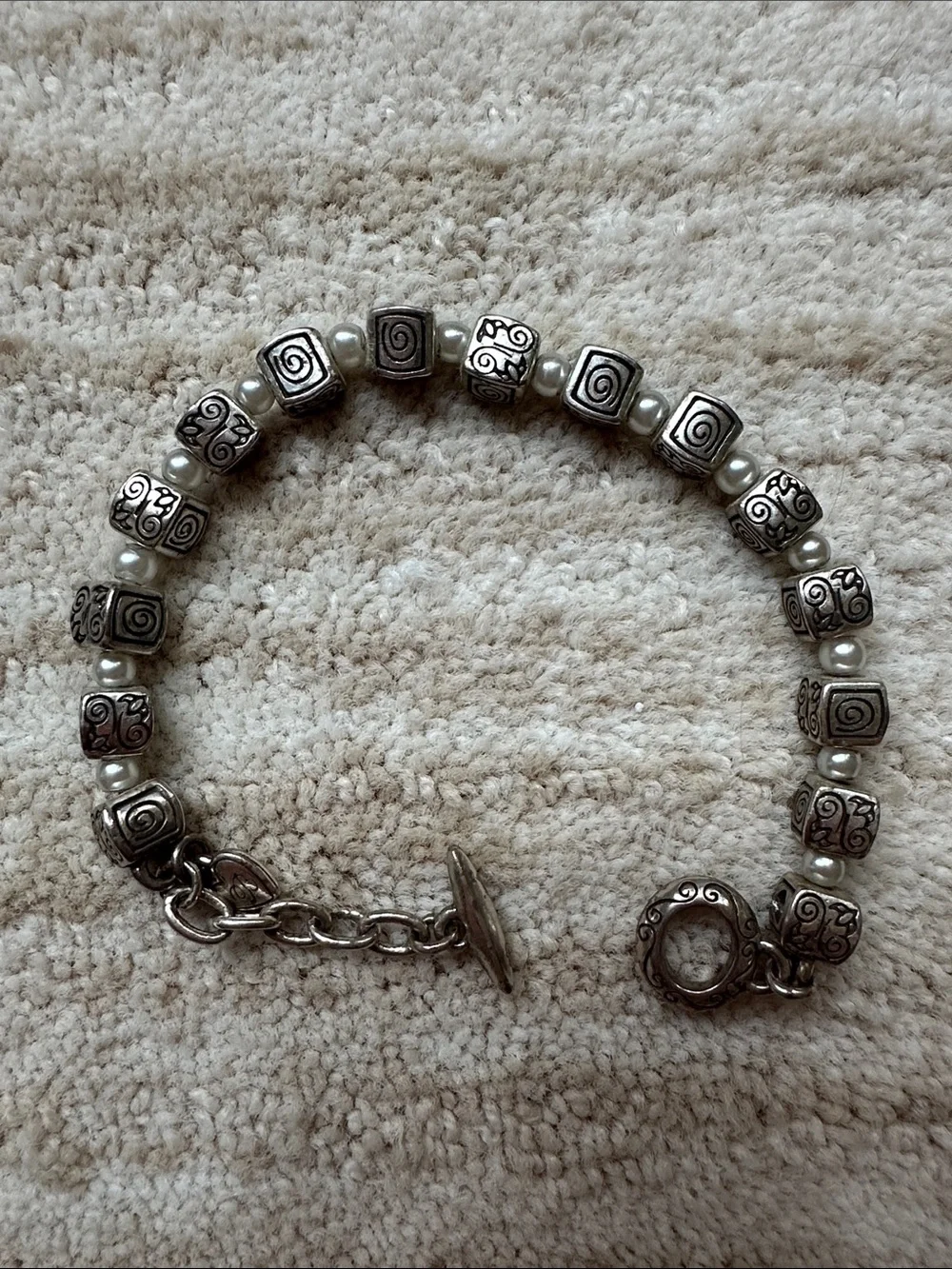 Brighton Essex Bead Bracelet Silver Plated Spiral Cube Bracelet - 2307
